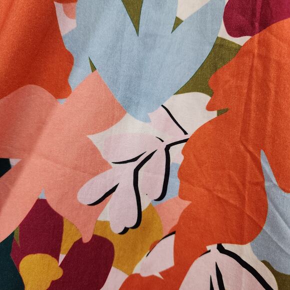 Eloquii NWT bright big floral spring print pleated cotton skirt woman's size 16 - Picture 7 of 9